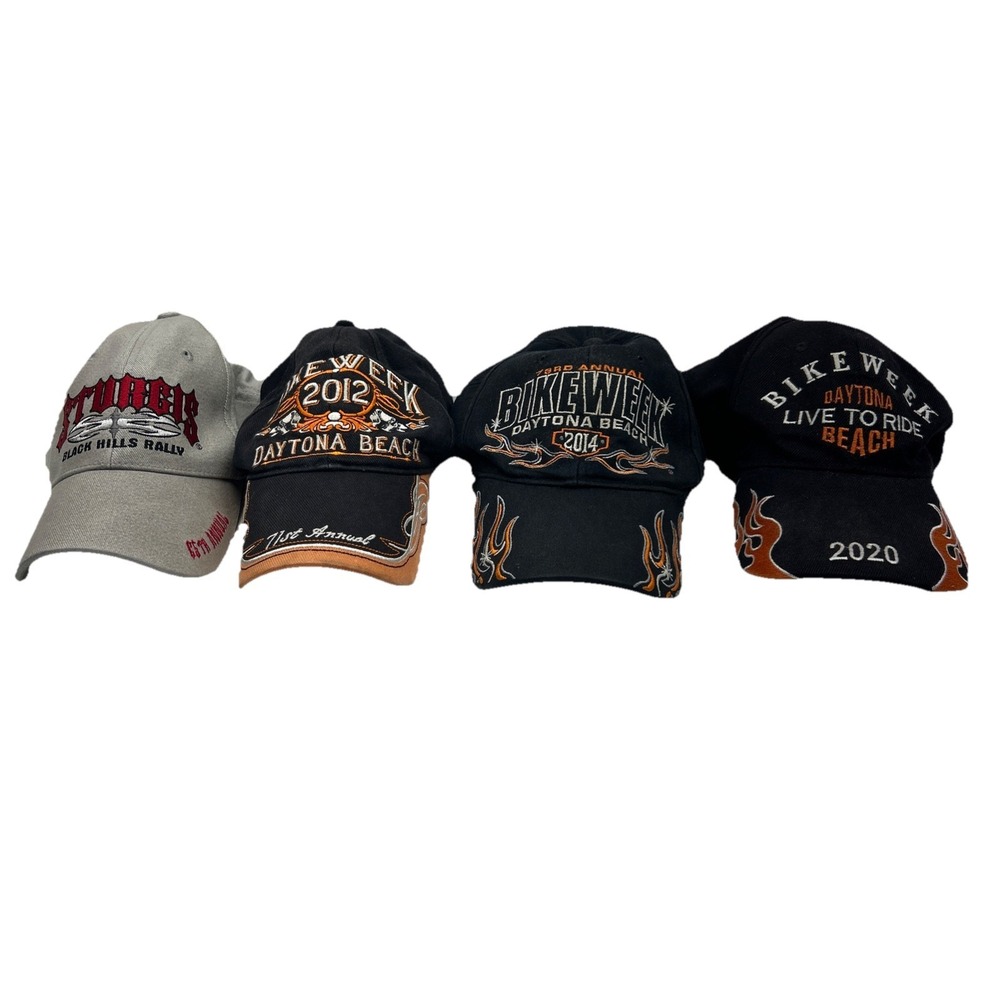 Lot of 4 Daytona Beach Bike Week Sturgis Motorcycle Rally Baseball Caps Hat